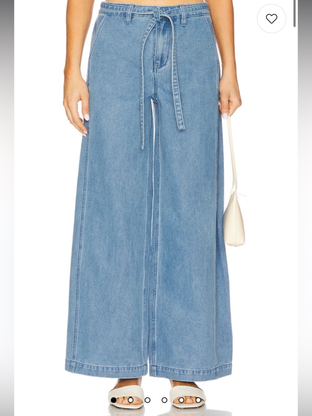 sovere everleigh blue denim belt tie wide leg trouser jeans pants size small NEW